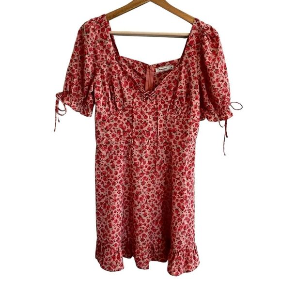 Vera & Lucy Womens Ditsy Floral Milkmaid Dress Size M Pink Cottagecore Coquette - Picture 1 of 8